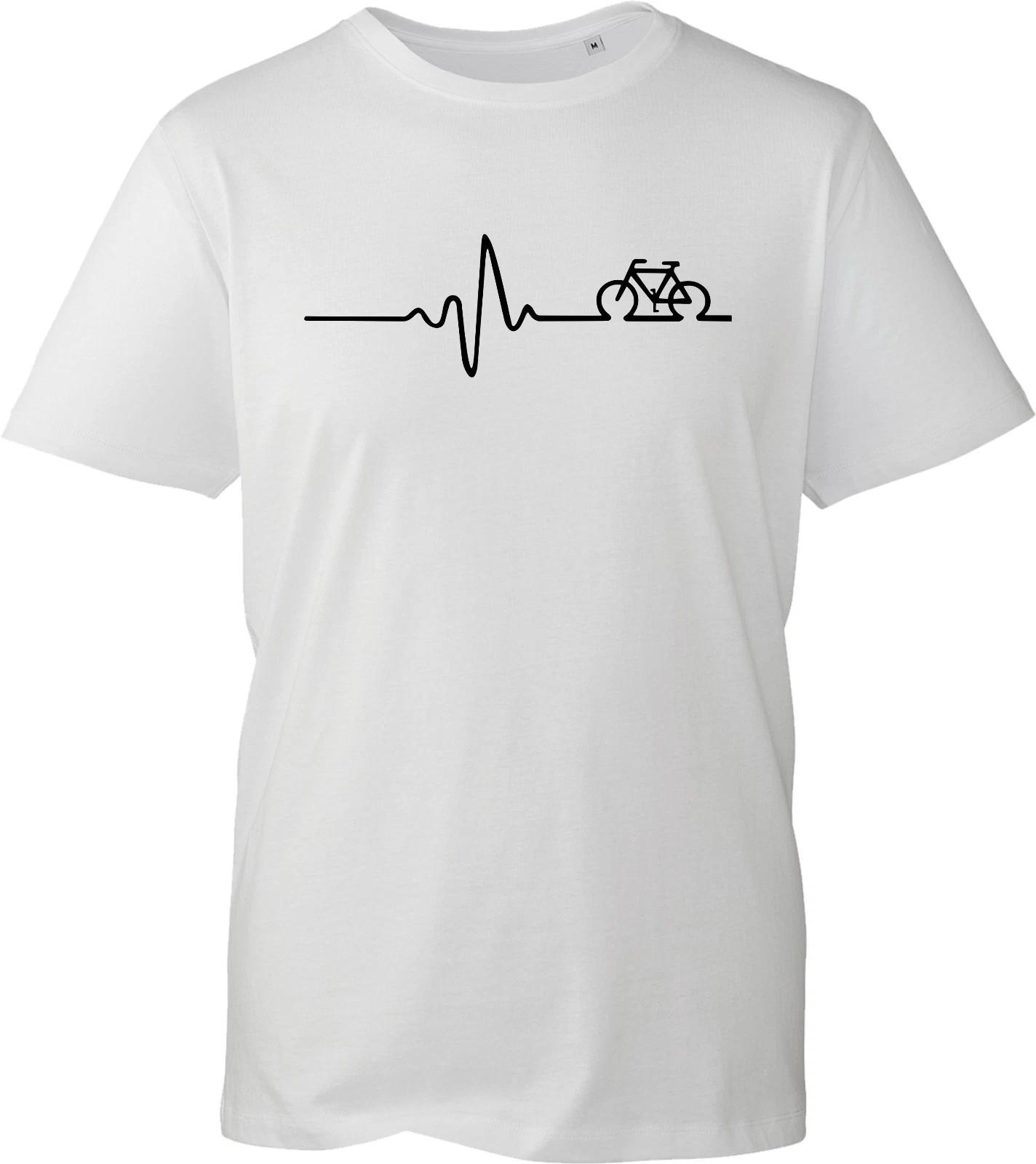 Cycling Heartbeat T-Shirt Funny Gift Mountain Bike Riding Adventure Cool Tee Top XL