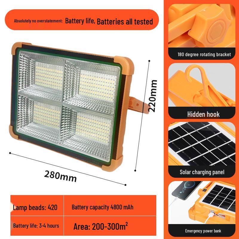 Multifunctional Solar-Powered Outdoor Floodlight and Emergency Charger