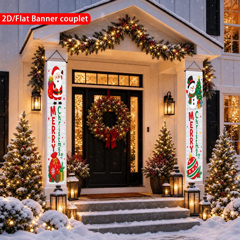 2pcs Christmas Cartoon Door Couplet 12x70.8in
