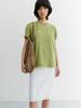 Deonseuteu Unisex Minimal Lettering T-Shirt_Udts6B147_Olive Green