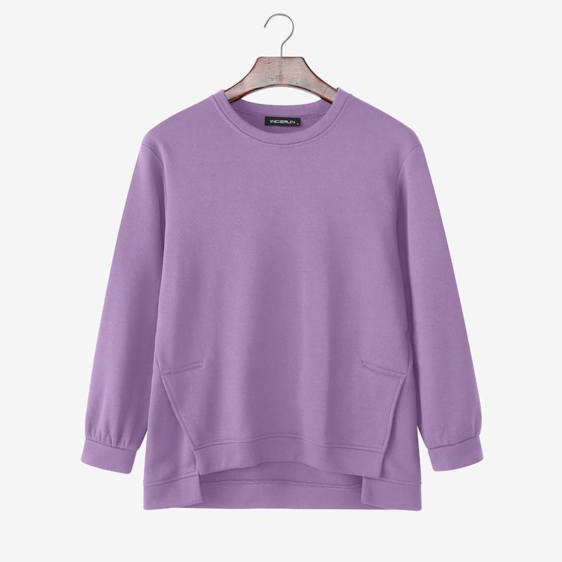 

ZANZEA Женские повседневные пуловеры с круглым вырезом и длинными рукавами на осень L фиолетовый