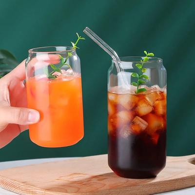 Tazza in vetro riutilizzabile con coperchio e cannuccia, tazza da Coca-Cola con coperchio in bambù naturale con foro per bevande a base di bubble tea, latte e frullati.