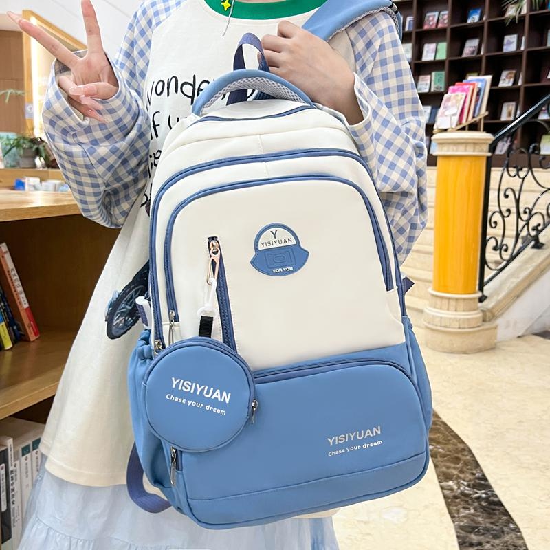 Lightweight Contrast Backpack Student Schoolbag Large Capacity Backpack