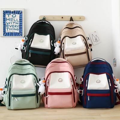Backpack Korean Version Ins Casual Splicing Contrasting Colors Trendy Cool Backpack Campus Class Large-capacity Student Schoolbag