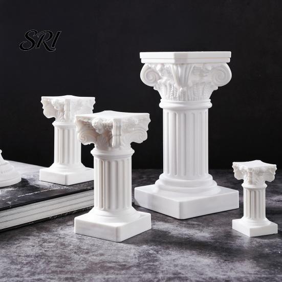 Decoration Roman Pillar Candle Holder Mini Greek Column Stand Resin White Portable Decor Candlestick for Wedding Banquet Home Table Centerpiece Photo