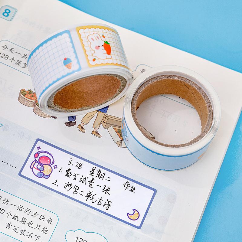 Creative Multi-functional Tape Name Sticker Student Cartoon Class Name Sticker Message Sticker Stationary Journal Supplies
