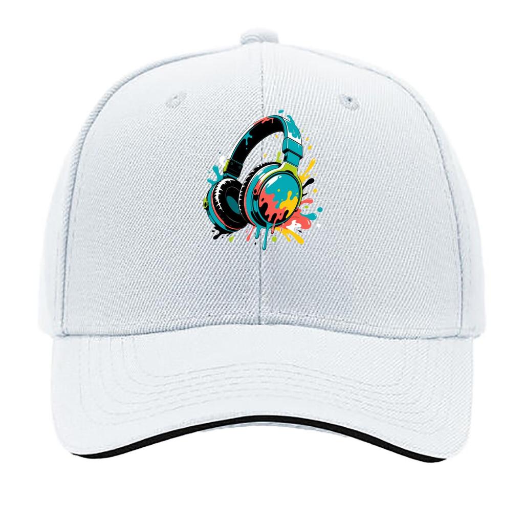 Abstract Neon Headphones Splash Artw Sandwich Baseball Cap Sun Cap Outdoor Workouts Hat