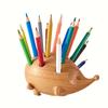 1pc Hedgehog-Shaped Resin Pen Holder Organizer - Cute Cartoon Desk Storage with Colorful Pencil Design, Tension-Mounted Lightweight