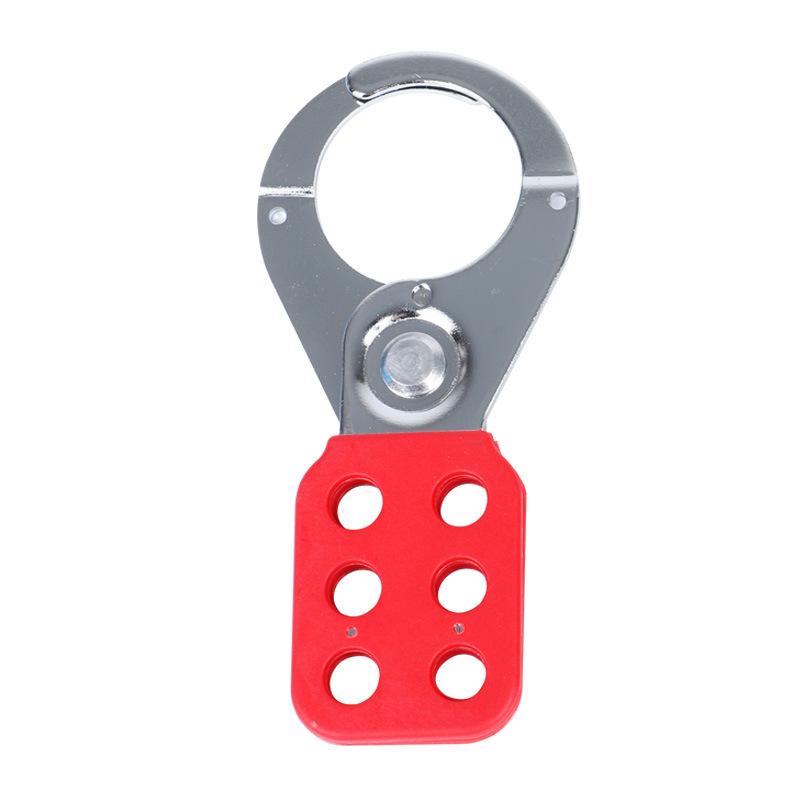Red Industrial Safety Lockout Hasps Six Hole Steel Lock Steel Hook with Plastic Coated Body Hardware