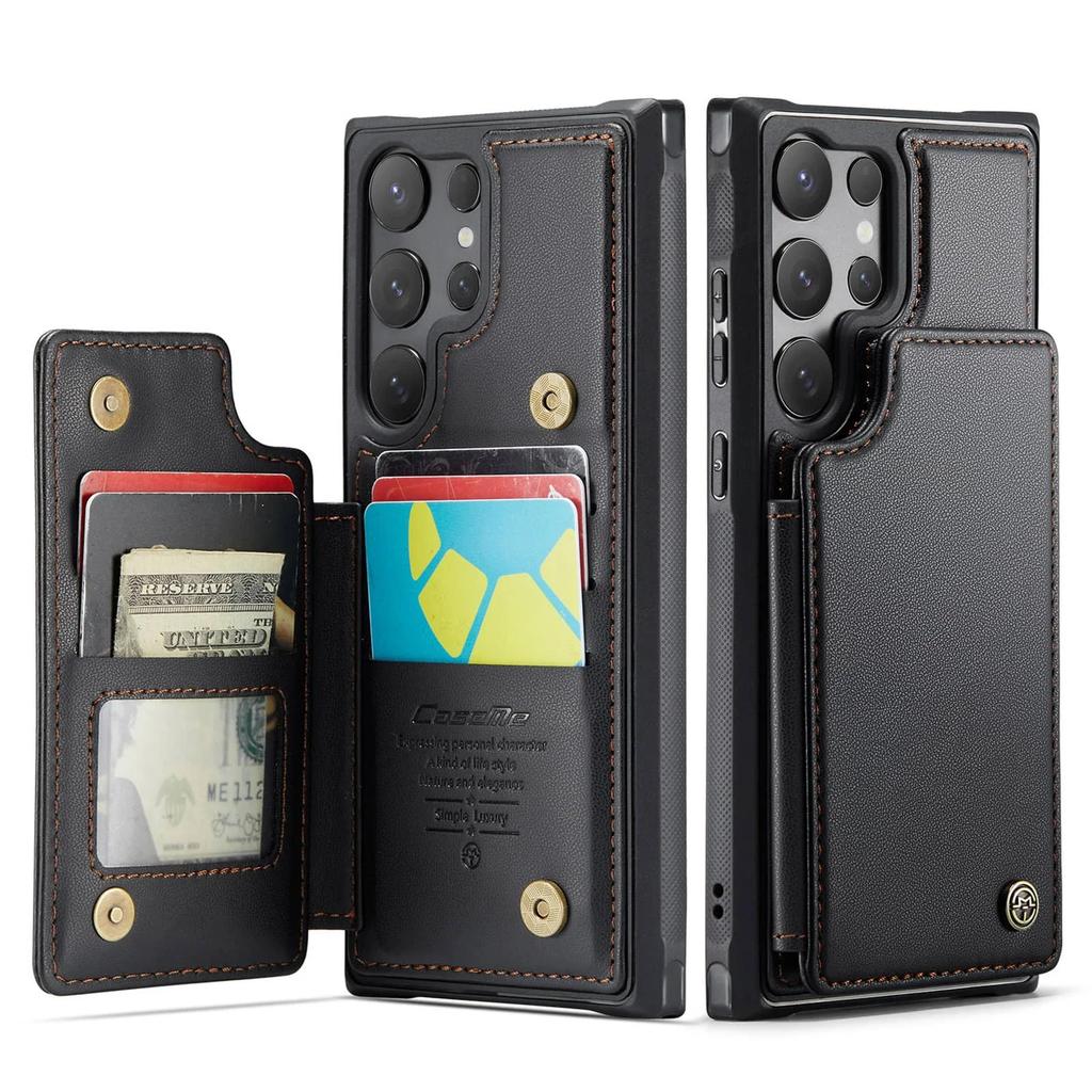 Für Samsung Galaxy S25 Ultra S25 Plus S25 Hülle mit Kartenhalter, Brieftaschen-Hülle RFID-Blockierend, Langlebige Leder-Ständer-Handyhülle