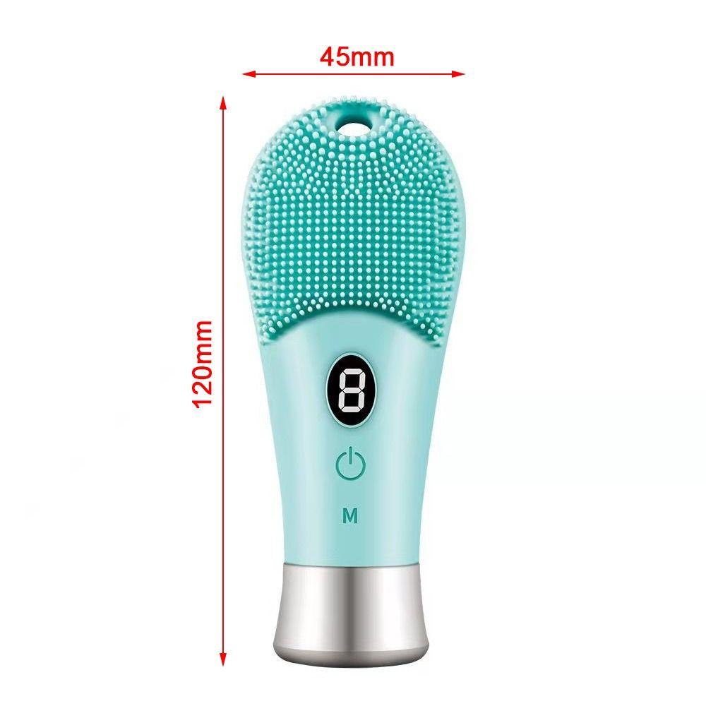 Silicone Electric Ultrasonic Scrubber High Frequency Vibration 9 Gear Sonic Scrubber Waterproof Rechargeable