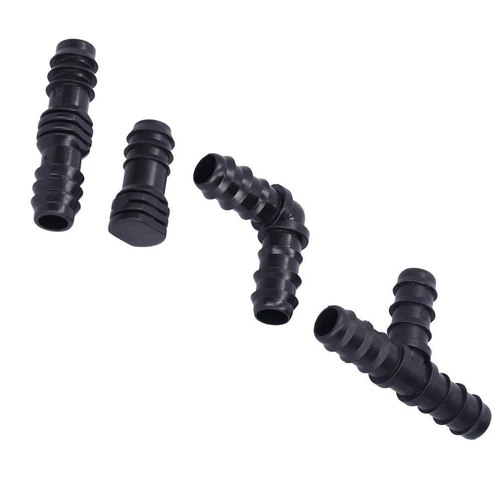 24Pcs Black Watering System ABS Barbed Connector Durable Irrigation Accessory  Patio Irrigation