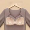 Women's Velvet Underwear with Chest Pad Autumn Winter Base Shirt Long Sleeve Thermal Underwear