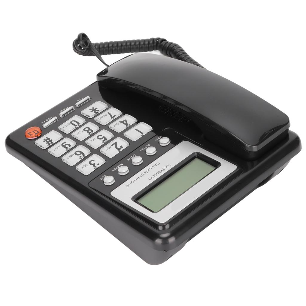 KXT8001CID Desktop Wired Phone Home Hotel Fixed Telephone with LCD Display Redial Function FSK DTMF(Black )