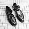 Fashion Luxury Brand Black Men's Sandals Summer Leather Sandals Lightweight and Comfortable Casual Beach Men's Shoes Soft Sole Non-Slip