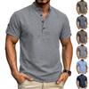 Herren Freizeit Henley-Shirt Kurzarm Geknöpfter Kragen Leichtes Atmungsaktives Gewebe Sommer Oberteil für den Alltag
