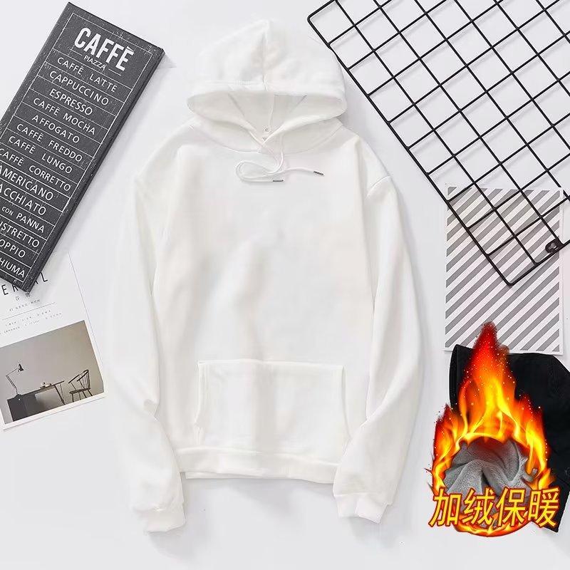 Roupas de outono e inverno masculinas e femininas veludo placa em branco impressão de placa de impressão jaqueta de estudante T-shirt de manga comprida para casal suéter com capuz cor sólida