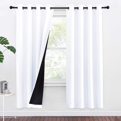 100% Blackout Window Curtain Panel for Bedroom Livingroom Heat and Full Light Blocking Drapes with Black Liner for Nursery Hotel