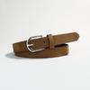 Luxury Design Suede Leather Belt Pin Buckle Vintage Women Waist Belt Versatile Retro Frosted Thin Waistband Jeans Decoration