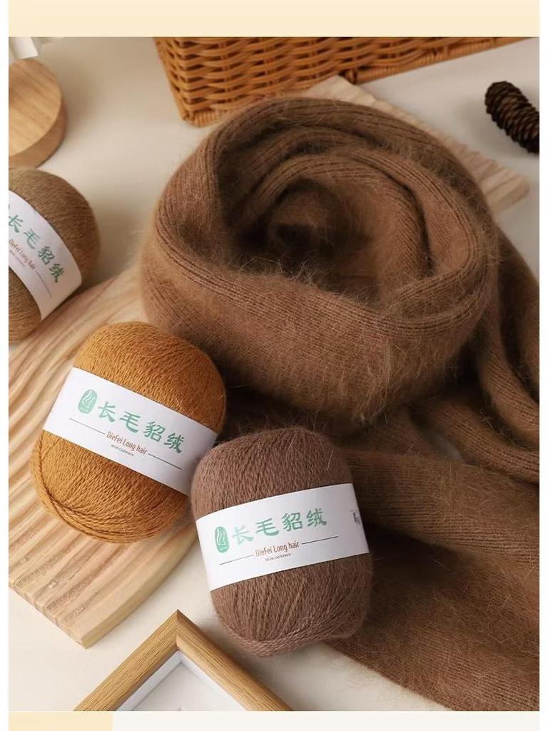Long-Haired Mink Velvet and Cashmere Yarn: Hand/ Machine-Knitted, Medium-Thick