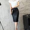 Skórzana spódnica damska z wysokim stanem i spódnicą z wysokim stanem Office Slim do kolan