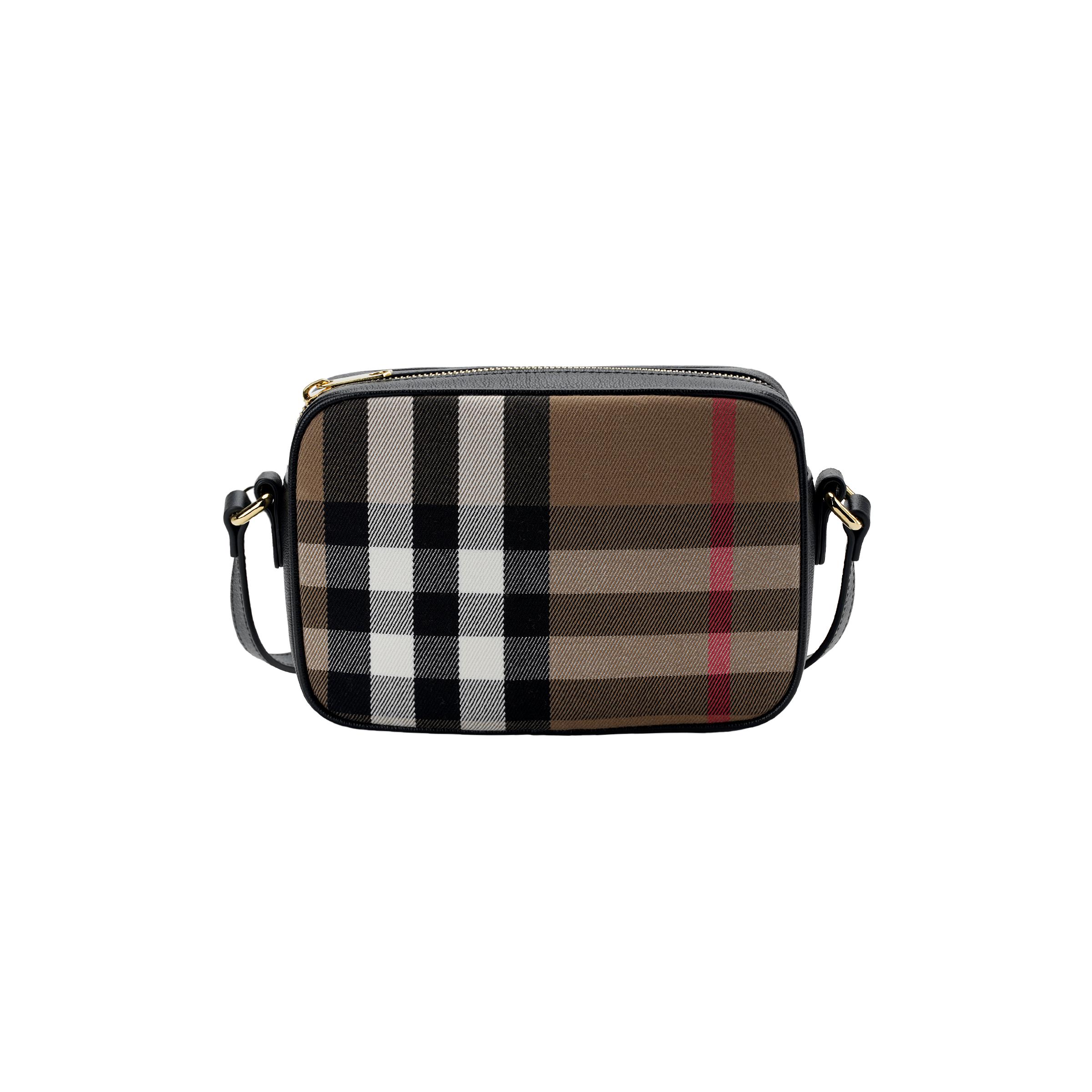

Burberry Check Zip Closure Leather Camera Bag Women Shoulder Bag Brown Black 80850801 Basic Set (Bag+Dust Bag)