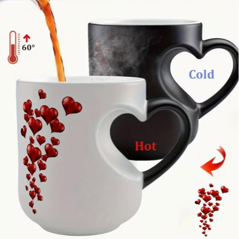 

Heat Sensitive Color Changing Heart Handle Mug Strange Rare Mate Couple Valentine s Day Wedding Coffee Mug Cup Festival Gifts