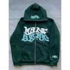 2025 Y2K Gothic Punk Hip Hop Digital Print Zipper Hoodie