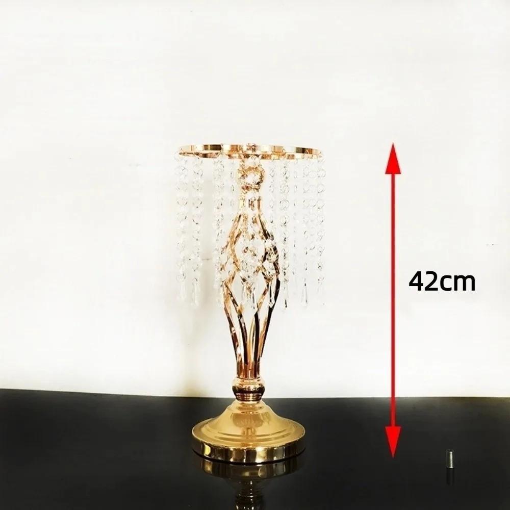

Fashion Crystal Candle Holder Golden Dinner Candlesticks Flower Vase Wedding Centerpiece
