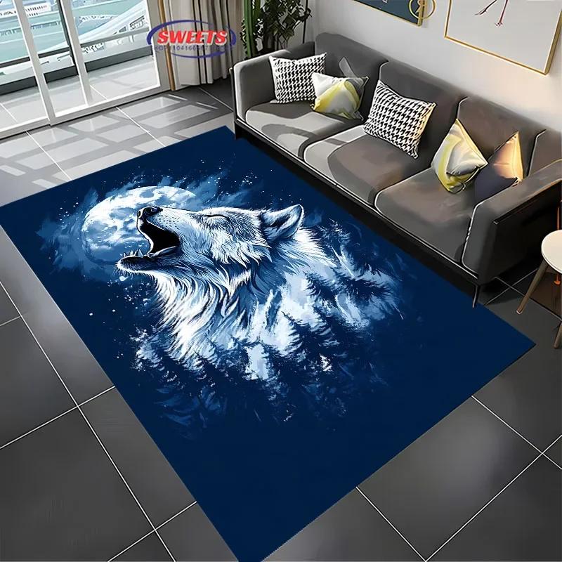 Brave Wolf Carpet New Release ! Anti Slip Sound Insulation, Rug for Living Room, Bedroom, Bedside and Office Areas, Durable Mat