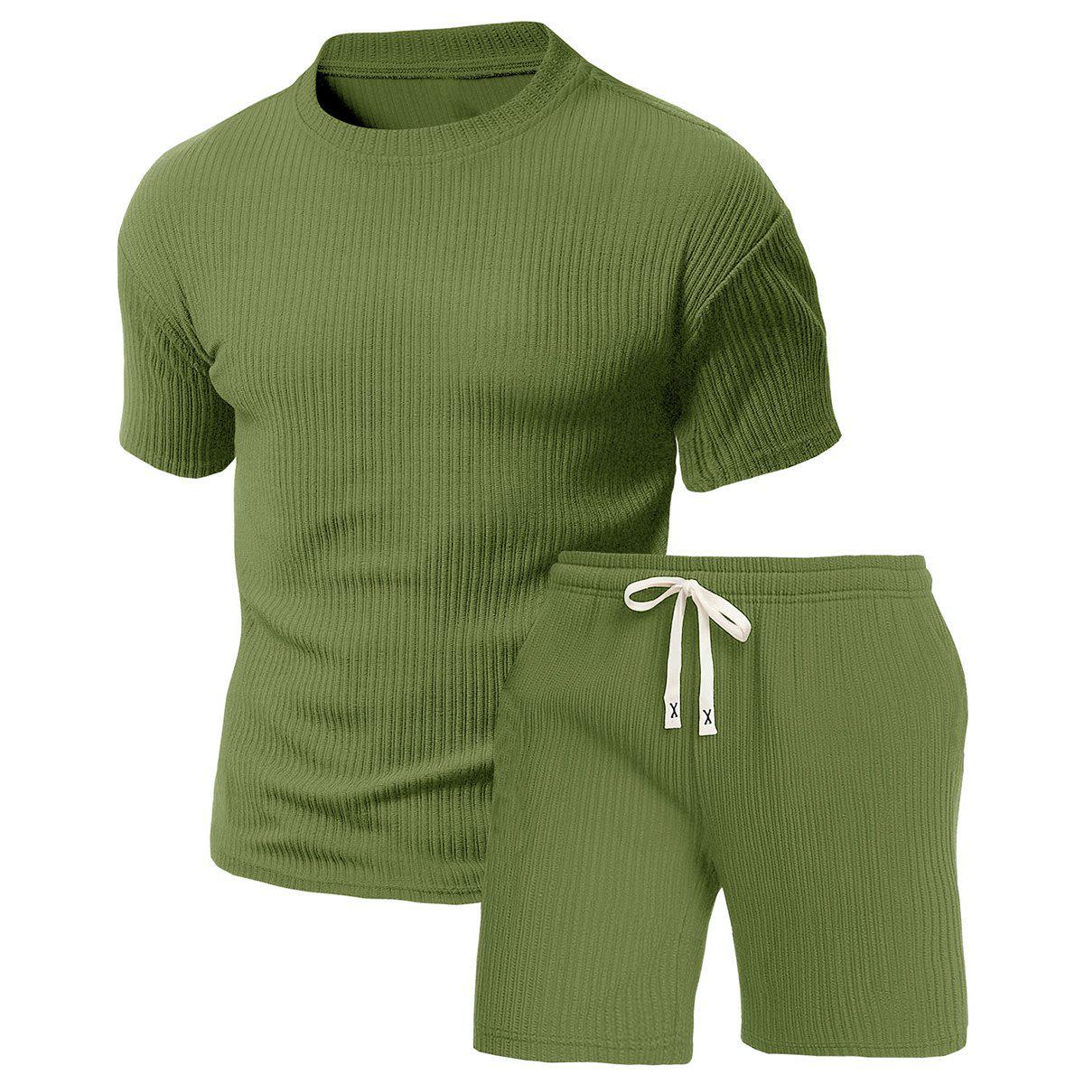

Men s Casual Sports Set - Short-Sleeve T-shirt & Cargo Shorts Two-Piece L