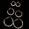 6pcs full rhinestone C-shaped large hoop earrings, multi-size stackable vintage elegant style, ideal for party, vacation, date and daily wear