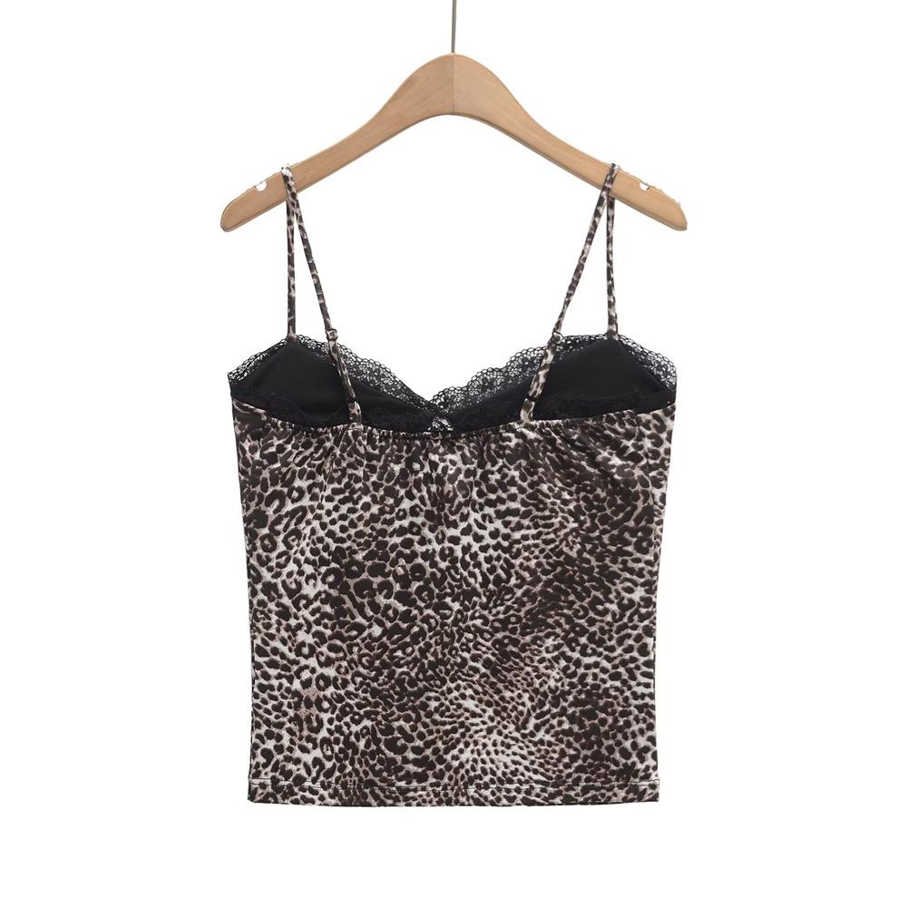 Spring/Summer 2025 Leopard Print Sexy Temperament Spicy Girl Style Crop Vest