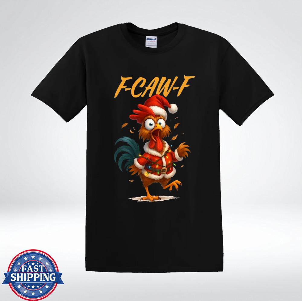 

Crazy Rooster F-CAW-F Funny Cartoon Chicken T-Shirt XL