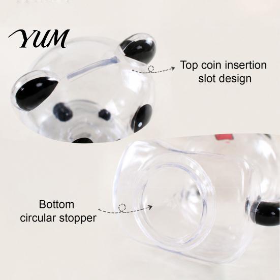Money Saving Box Clear Panda Piggy Bank for Kids, Plastic Cash Coin Bank, Decorative Jar Decoration, Christmas Birthday Girls Boys