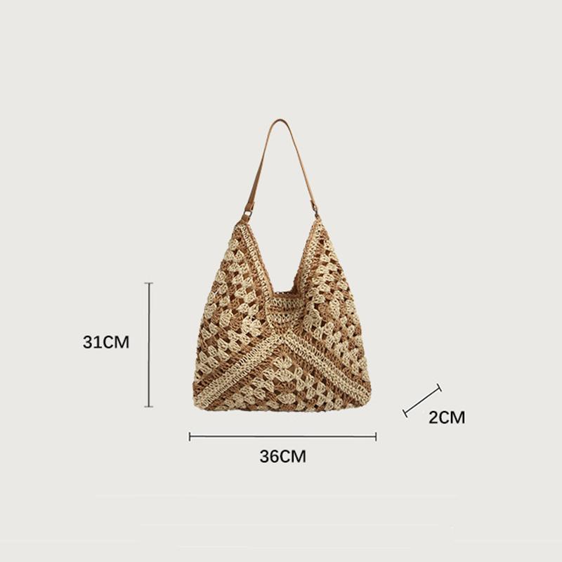 Summer Beach Straw Women Hollow Out Female Vacation Shoulder Bags Hand Woven Seaside Tote Bag Ladies Knitted Handbags