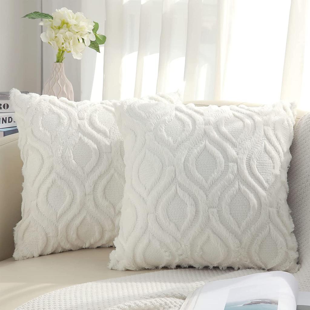 HAPIHAPPY Kissenbezug 45X45 2er-Set Kissenbezug Plüsch Sofa Dekokissenbezug Weich Luxus Für Wohnzimmerdeko