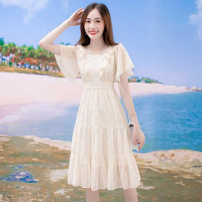 2026 Chiffon Fairy Dress: Fresh Summer Style, Sweet Waist-Cinched, Gentle Long Skirt for Women