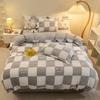 Cute Cartoon Strawberry Printed Duvet Cover Coral Fleece Autumn Winter Bed 4 Piece Set Wear Resistant Machine Washable Bedding
