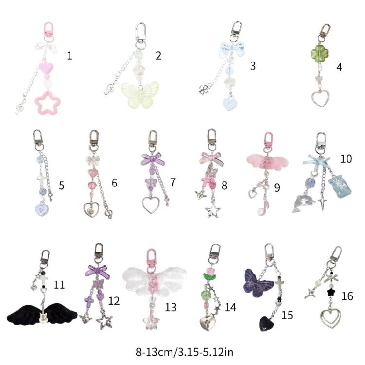 Heart Star Beaded Keychain Pendant Cute Decoration Pendant Keyring Charm