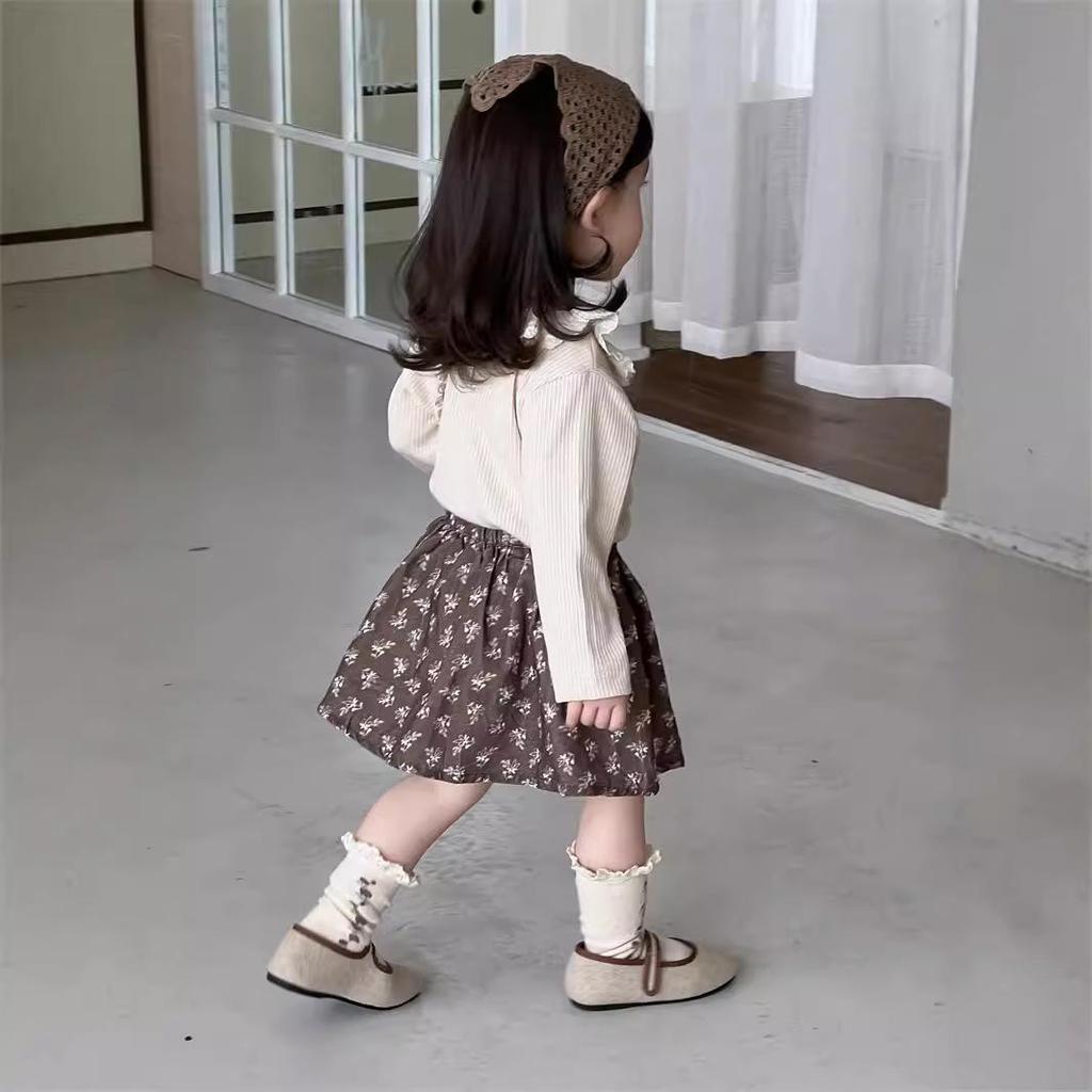 2025 Autumn Floral Doll Shirt & Skirt Set for Girls
