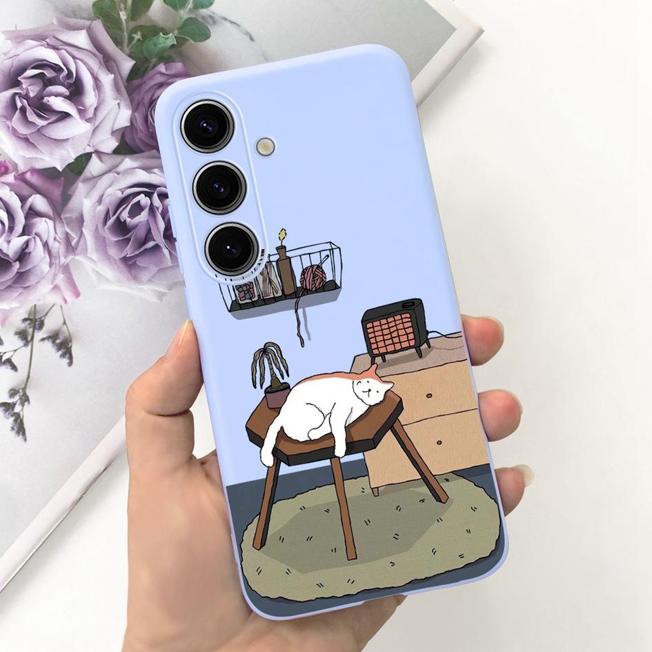 For Samsung Galaxy S24 Plus Case Lovely Yellow Duck Astronaut Matte Silicone Soft Cover For Samsung S 24 S24 Ultra S24+ 5G Funda