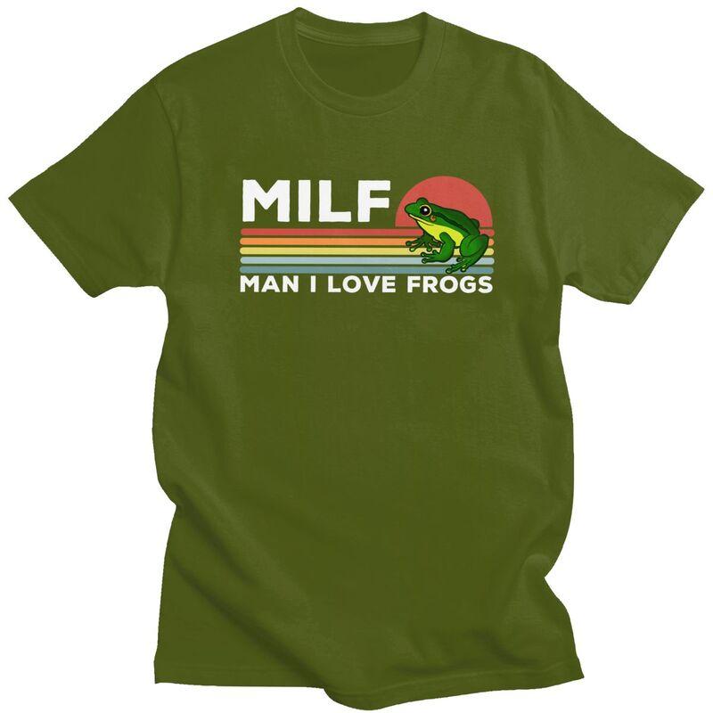 Custom Mens Milf Man I Love Frogs T Shirt Short Sleeves Cotton Tshirt Streetwear Tshirt Casual Tees Slim Fit Clothes