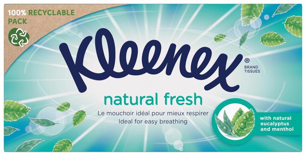Kleenex Natural Fresh Box Tissues 64'S 2-Ply Cottony Soft With Natural Cotton Extract