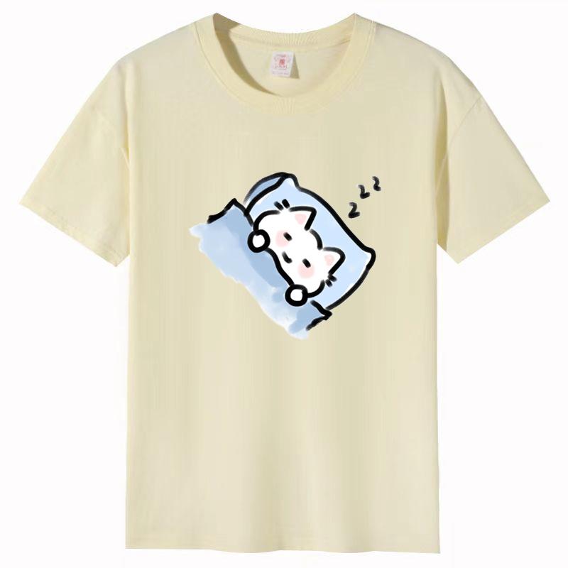 Dámské léto Populární tričko s krátkým rukávem Bavlna Prodyšné Volný top Potištěné tričko Ležérní