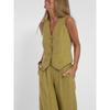 Fashion Vest, Pants, Patchwork, Cotton and Linen Casual Suit for Women