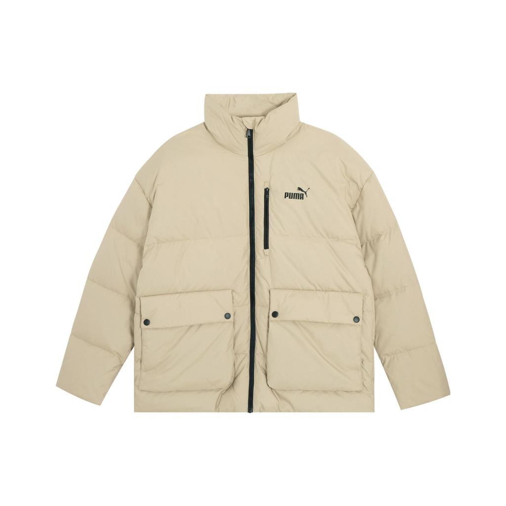 Puma Logo Print Large Pocket Stand Collar Down Jacket Unisex Outerwear Toasted-Almond 625609-88