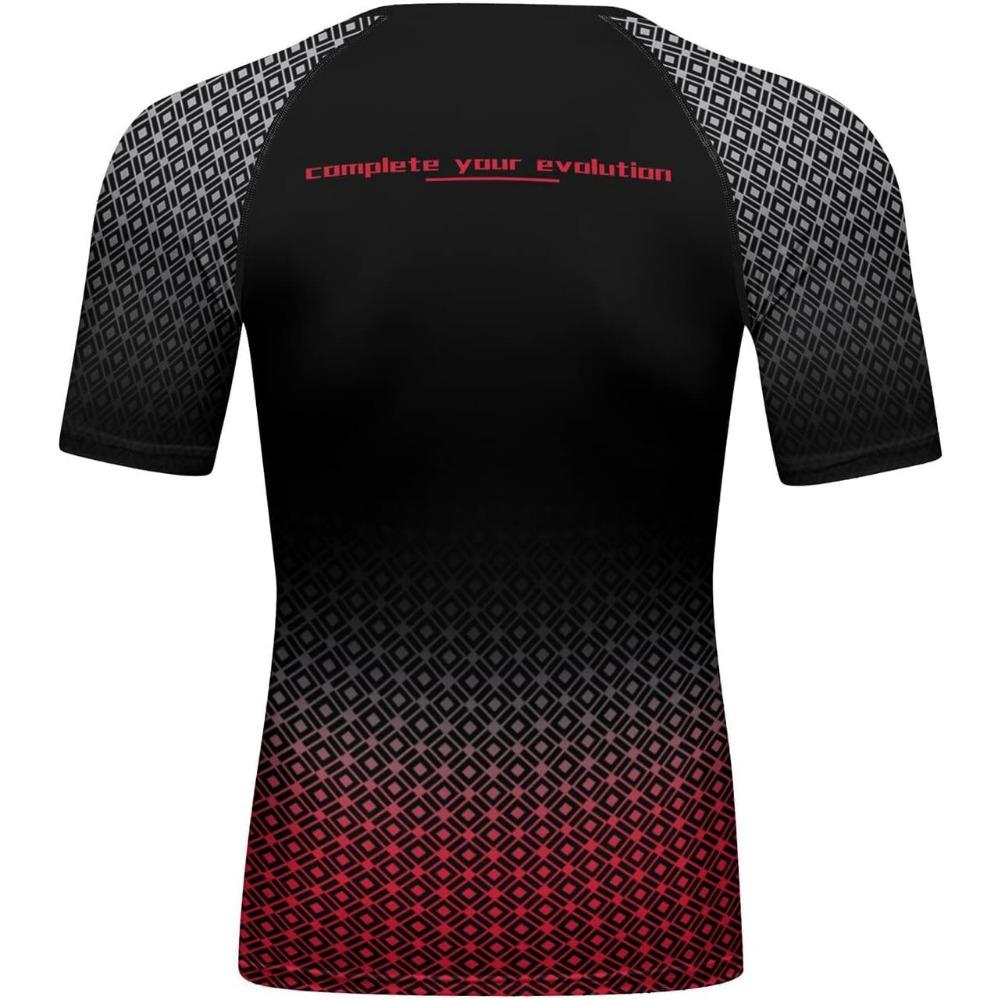 Red Plume Mens 3D Digital Printing Short Sleeve T-Shirt Outdoor Running Yoga Fitness Tight Shirt for Men