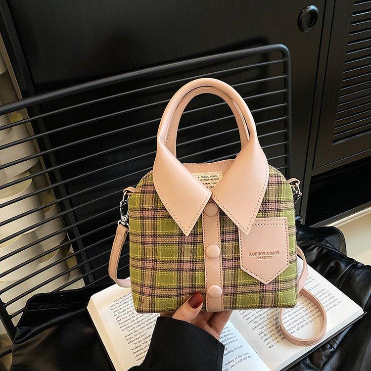 Creative Cloth Design Women Shoulder Bags Ctrast Color Plaid Ladies Crossbody Bag Funny Portable Versatile Female Handbags