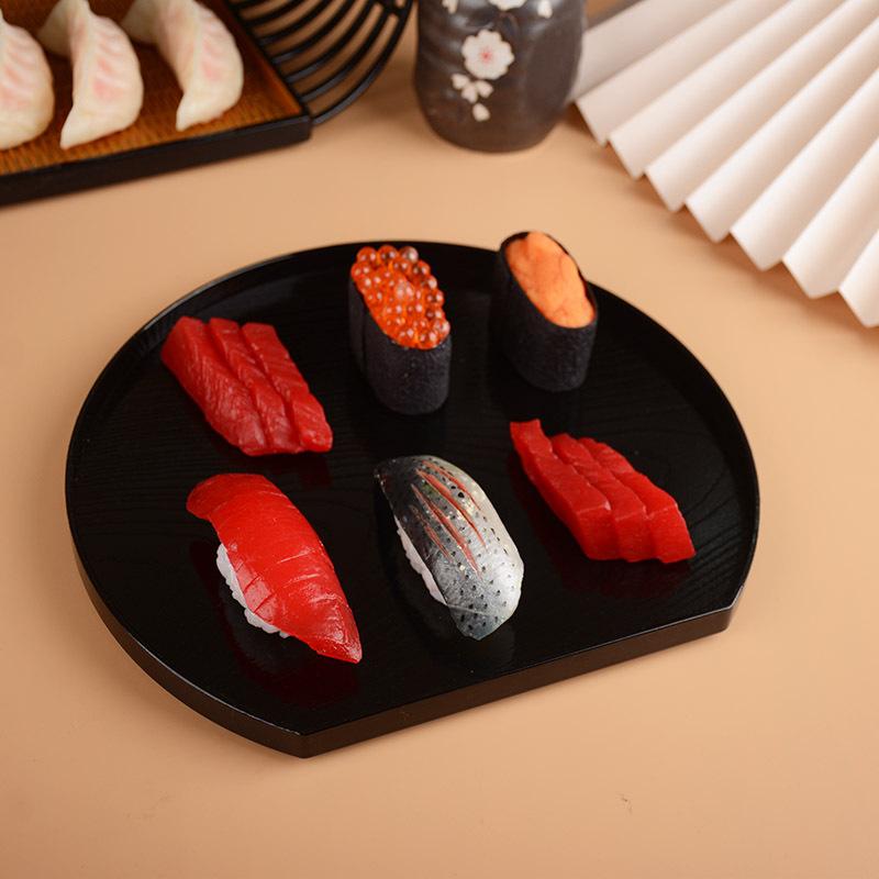 Melamine Tray Catering Network Red High Appearance Level Japanese Tray Delicate Red Edge Half Moon Sushi Plate Commercial